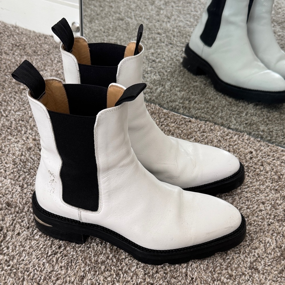 Alexander Wang White and Black Chelsea Boots